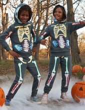 Load image into Gallery viewer, NWOT Mini Boden Glow Printed Skeleton sweatshirt(2-3Y) and Joggers(3Y) set