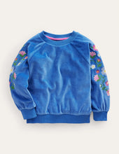 Load image into Gallery viewer, NWT Mini Boden Embroidered Velour Sweat