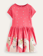Load image into Gallery viewer, NWT Mini Boden Jersey Unicorn Applique Dress