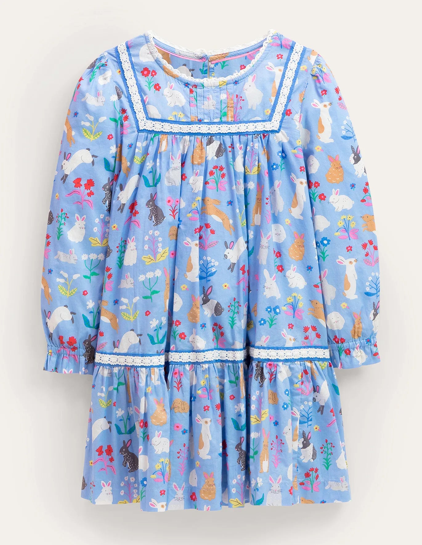 Mini Boden Blue Lace Trim Woven Dress Mini Boden Blue Lace Trim Woven Dress