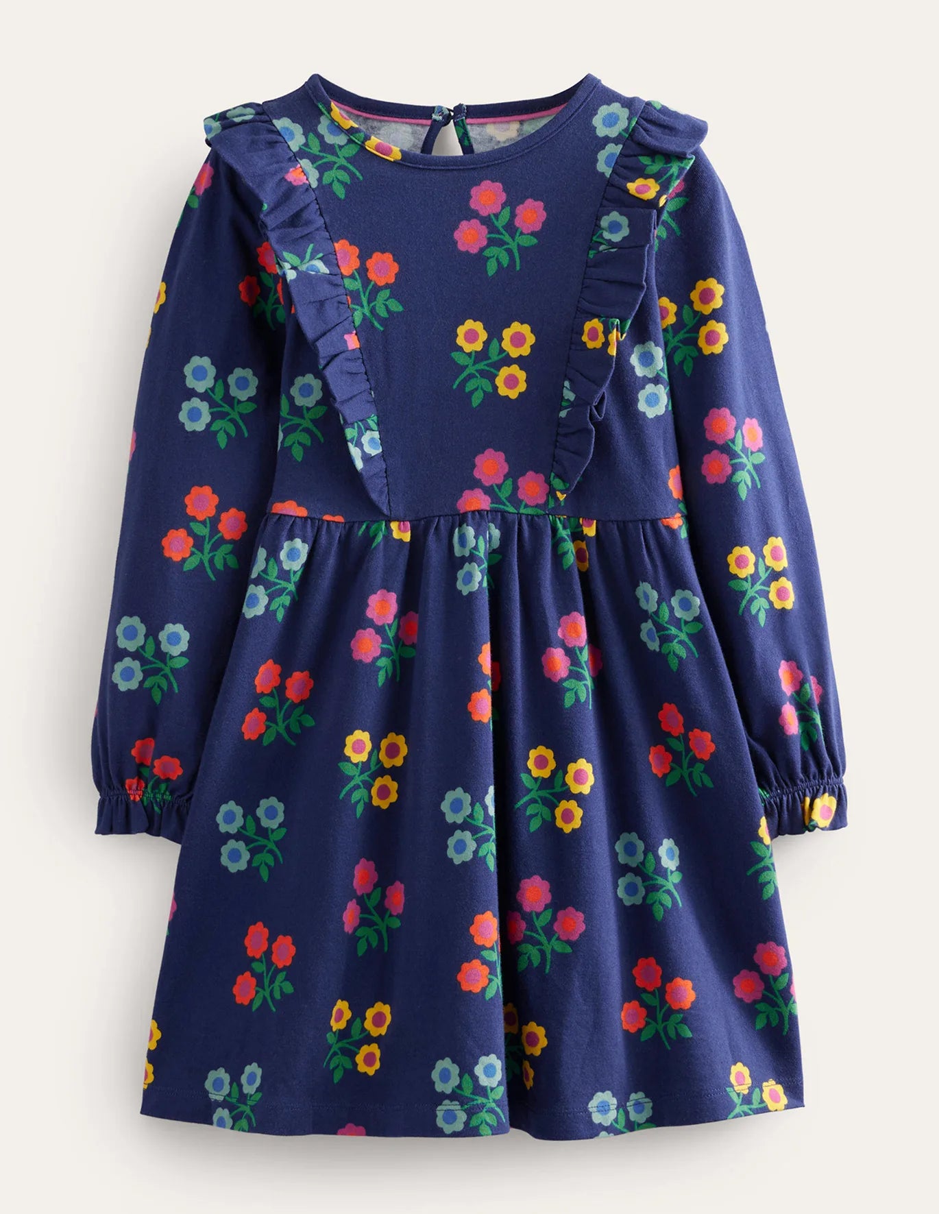 Girls Boden Long Sleeve Ruffle Dress