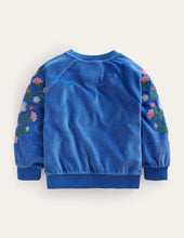 Load image into Gallery viewer, NWT Mini Boden Embroidered Velour Sweat