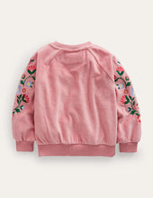Load image into Gallery viewer, NWT Mini Boden Embroidered Velour Sweat
