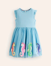 Load image into Gallery viewer, NWOT Mini Boden Jersey Tulle Appliqué Dress