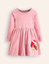 Load image into Gallery viewer, NWOT Mini Boden Twirly Velour Appliqué Dress