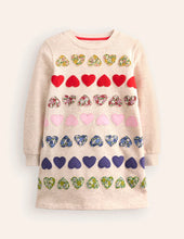 Load image into Gallery viewer, NWOT Mini Boden Cosy Appliqué Sweatshirt Dress