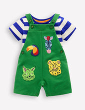 Load image into Gallery viewer, NWOT Mini Boden Jersey Dungaree Set