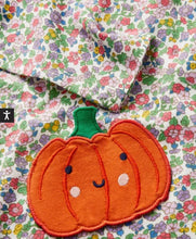 Load image into Gallery viewer, NWOT Mini Boden Halloween Pumpkin Pocket Floral Dress