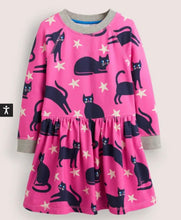 Load image into Gallery viewer, NWOT Mini Boden Pink Halloween Cats Sweatshirt Dress