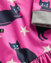 Load image into Gallery viewer, NWOT Mini Boden Pink Halloween Cats Sweatshirt Dress