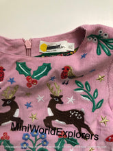 Load image into Gallery viewer, NWOT Mini Boden Pink Reindeer Cord Embroidered Party Dress