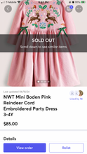 Load image into Gallery viewer, NWOT Mini Boden Pink Reindeer Cord Embroidered Party Dress