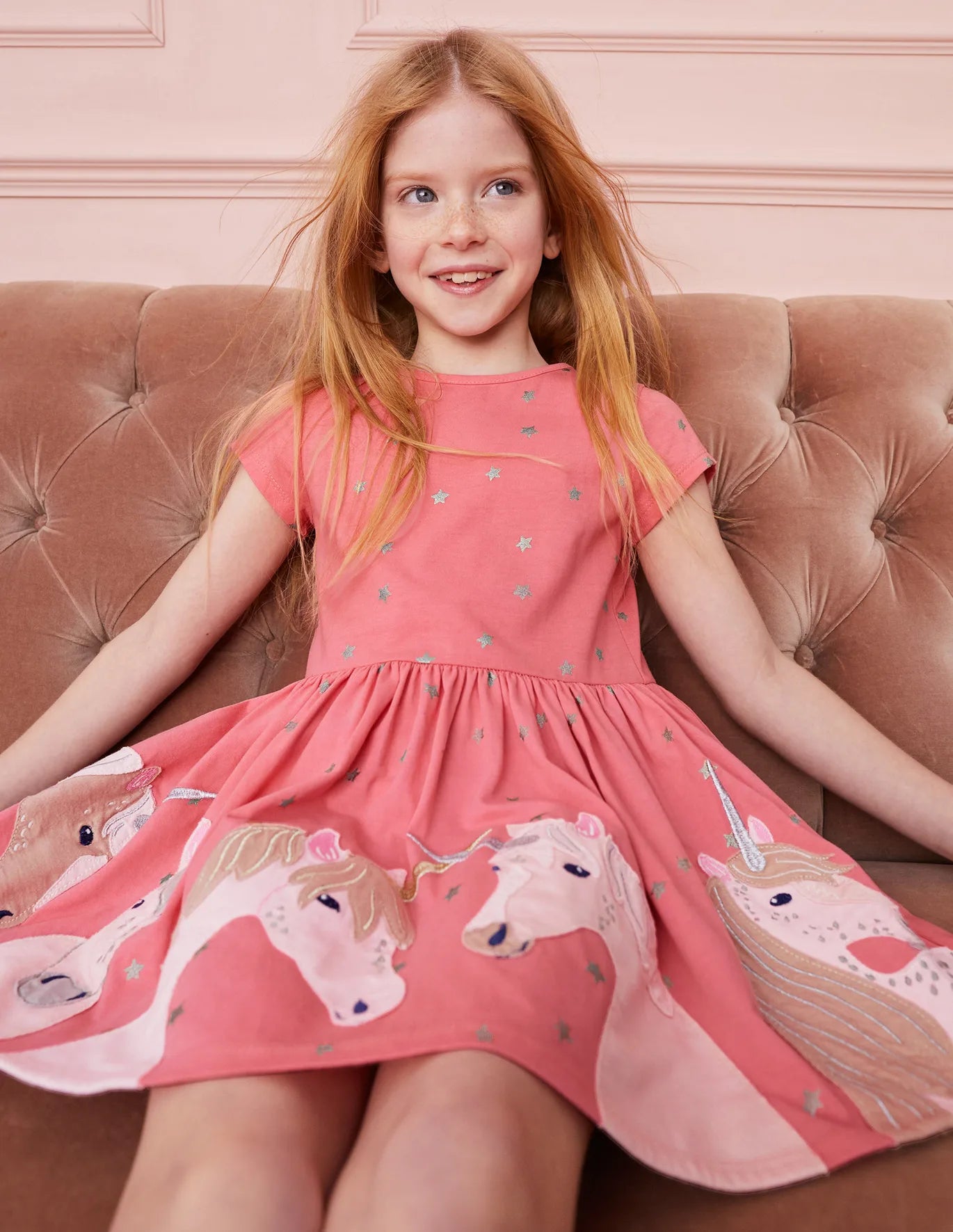 NWT Mini Boden Jersey Unicorn Applique Dress