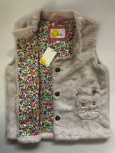 Load image into Gallery viewer, NWT Mini Boden White Faux Fur Gilet with Cat Pockets