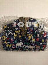 Load image into Gallery viewer, NWOT Mini Boden Navy 3-in-1 Animal Print Hooded Coat
