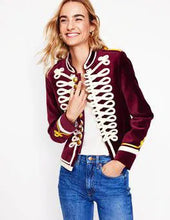 Load image into Gallery viewer, NWOT Boden Women Velvet Military Jacket