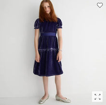Load image into Gallery viewer, NWT J Crew Girls' puff-sleeve velvet party dress