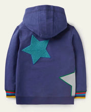 Load image into Gallery viewer, NWT Mini Boden Cosy Foil Star Appliqué Hoodie