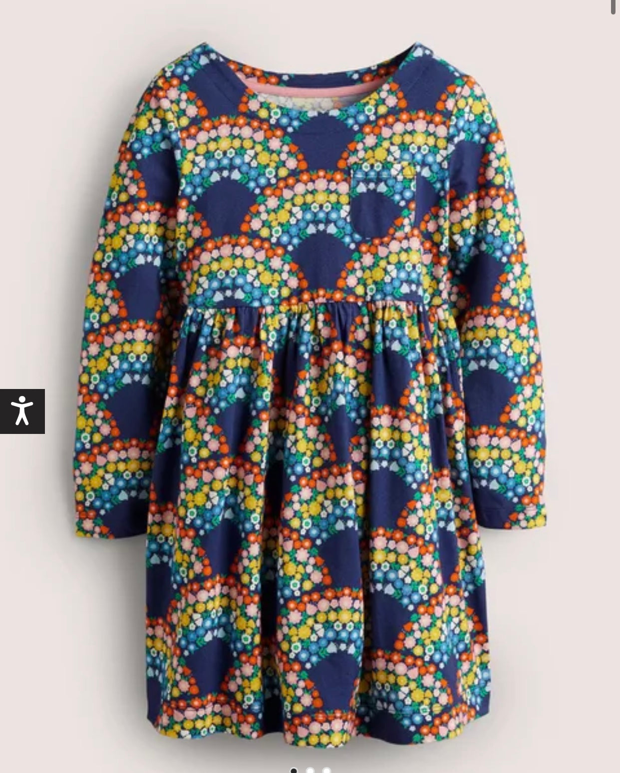 NWT Mini Boden Rainbow Floral Jersey Long-Sleeve Dress