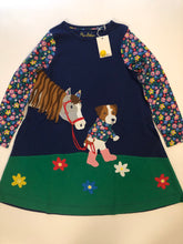 Load image into Gallery viewer, NWT Mini Boden Appliqué Dress-Starboard Blue Horse