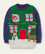 Load image into Gallery viewer, NWT Mini Boden Festive Graphic Crew Sweater