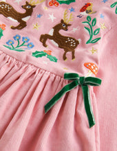 Load image into Gallery viewer, NWOT Mini Boden Pink Reindeer Cord Embroidered Party Dress