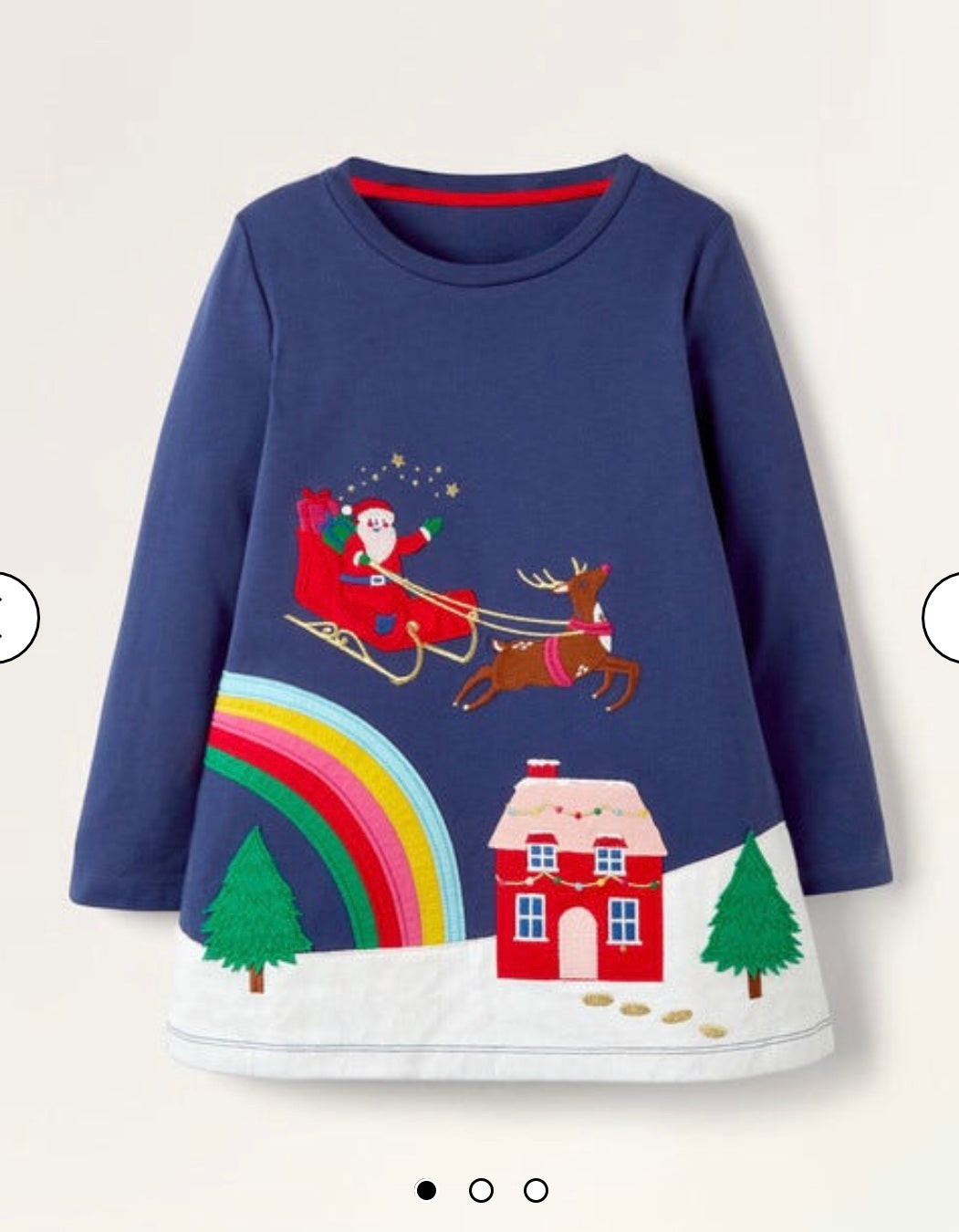 Selling NWT❤️Mini Boden Festive Scene Appliqué Tunic Dress sz7/8Y