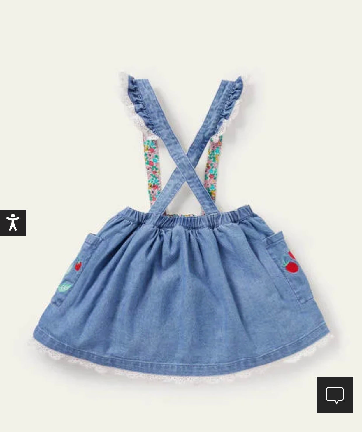 mini boden overall dress Mini Boden Embroidered Skirt Overalls in Vintage Denim Bunny at Nordstrom, Size 5-6Y