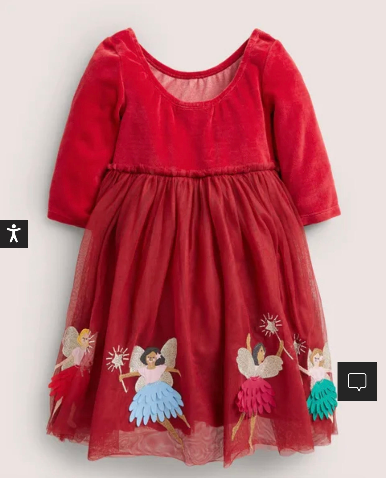 Mini Boden Kids' Holiday Embellished Velour & Tulle Dress in Russet Red Fairies at Nordstrom, Size 3-4Y Mini Boden Kids' Holiday Embellished Velour & Tulle Dress in Russet Red Fairies at Nordstrom, Size 3-4Y