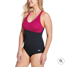 Load image into Gallery viewer, NWT Speedo Pebble Texture Color One Piece Recreational Swimsuit