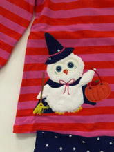 Load image into Gallery viewer, NWT Mini Boden Halloween Owl Stripe Sweatshirt Dress Set