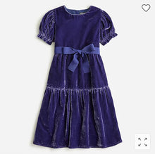 Load image into Gallery viewer, NWT J Crew Girls' puff-sleeve velvet party dress