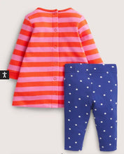 Load image into Gallery viewer, NWT Mini Boden Halloween Owl Stripe Sweatshirt Dress Set