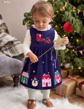 Load image into Gallery viewer, NWOT Mini Boden Velvet Scene Pinnie