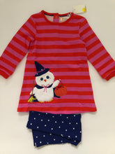 Load image into Gallery viewer, NWT Mini Boden Halloween Owl Stripe Sweatshirt Dress Set