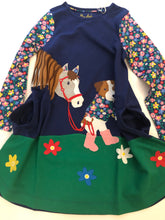 Load image into Gallery viewer, NWT Mini Boden Appliqué Dress-Starboard Blue Horse