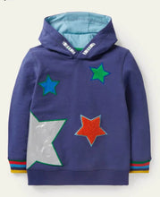 Load image into Gallery viewer, NWT Mini Boden Cosy Foil Star Appliqué Hoodie