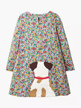 Load image into Gallery viewer, NWOT Mini Boden Floral Dog Applique Dress