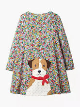 Load image into Gallery viewer, NWOT Mini Boden Floral Dog Applique Dress