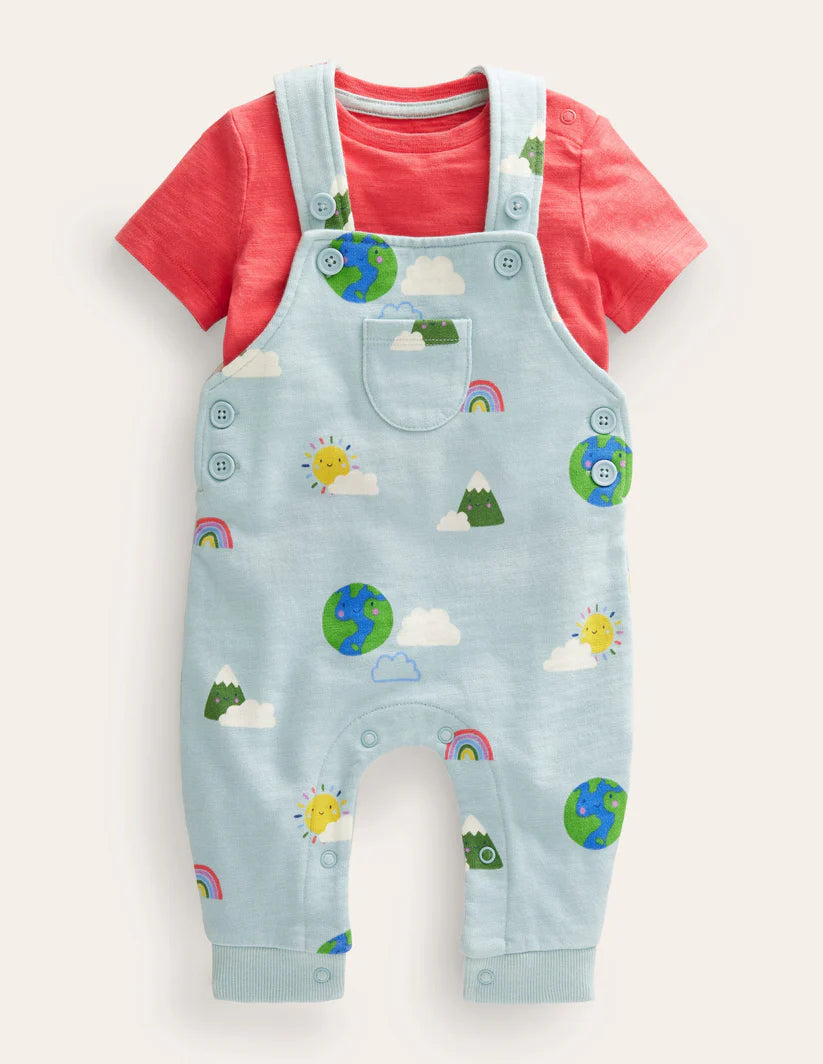 NWOT Mini Boden Jersey Dungaree Set