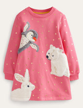 Load image into Gallery viewer, NWT Mini Boden Cosy Applique Sweatshirt Dress
