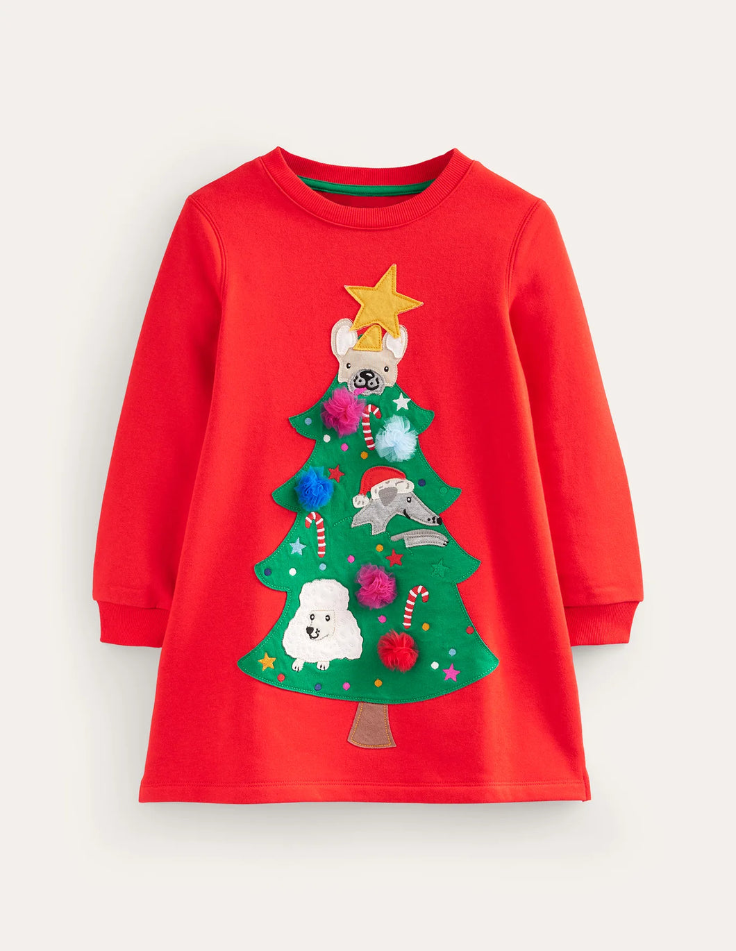 NWOT Mini Boden Cosy Appliqué Sweatshirt Dress