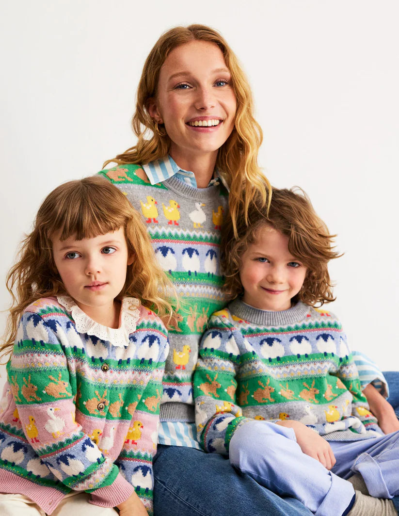 Bouclé Raglan Sweater-Warm Ivory Fair Isle | Boden A