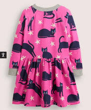 Load image into Gallery viewer, NWOT Mini Boden Pink Halloween Cats Sweatshirt Dress
