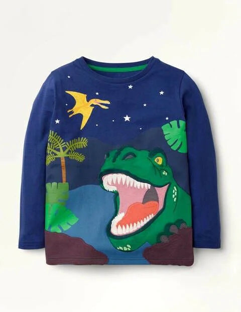 NWOT Mini Boden Adventure Applique Dinosaur T-shirt