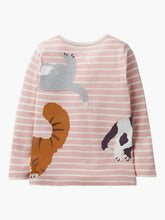 Load image into Gallery viewer, NWOT Mini Boden Breton Front &amp; Back Applique Cats T-shirt
