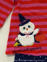 Load image into Gallery viewer, NWT Mini Boden Halloween Owl Stripe Sweatshirt Dress Set
