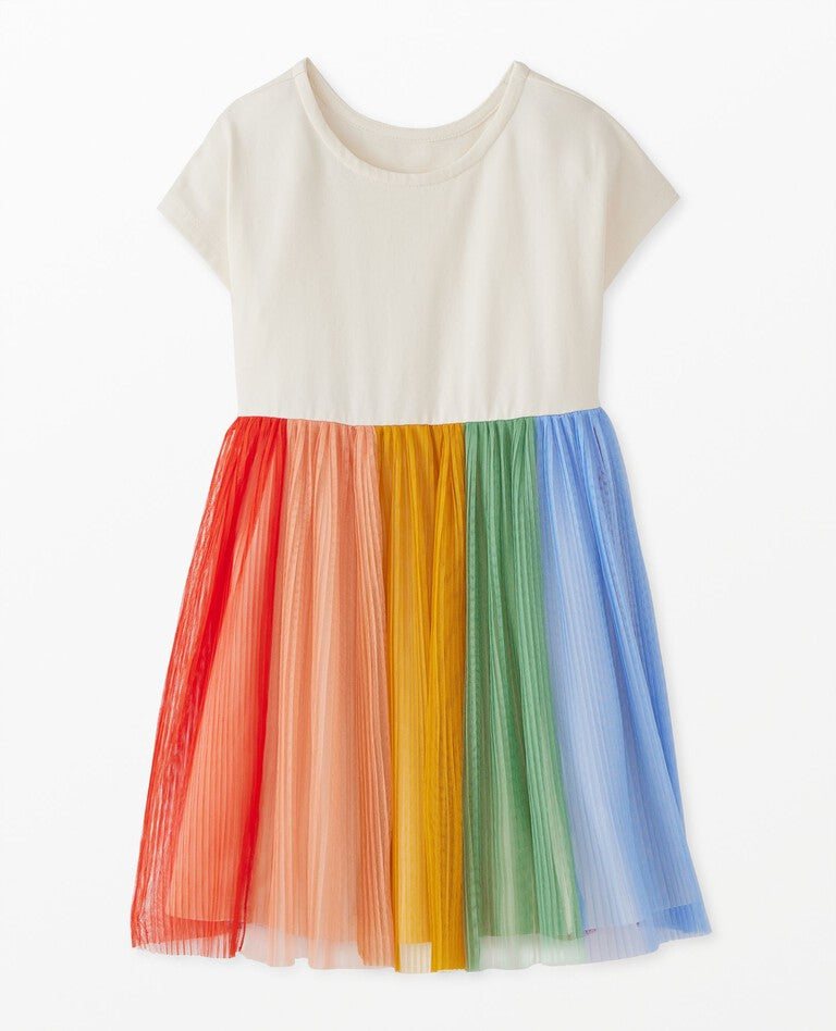 NWOT Hanna Andersson Short Sleeve Rainbow Tulle Dress