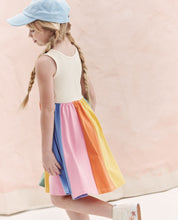 Load image into Gallery viewer, NWOT Hanna Andersson Rainbow Paneled Skater Dress with Pockets
