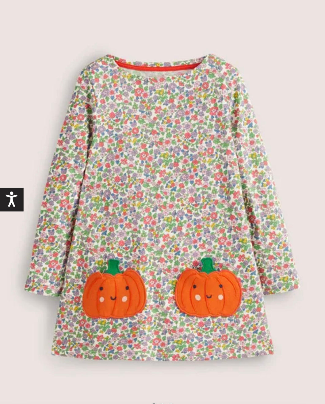 NWOT Mini Boden Halloween Pumpkin Pocket Floral Dress